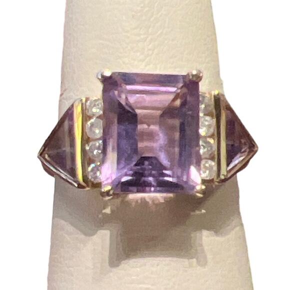 Unbranded Jewelry - 14K Amethyst Diamond Ring 7